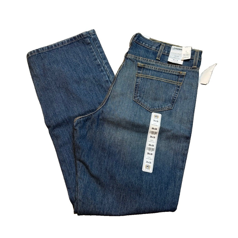 NEW Cinch White Label Mid Rise Straight Leg Denim Workwear Blue Jeans 38x36